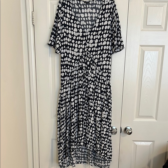 Evans Navy and White Ruffled Dress - Picture 1 of 6